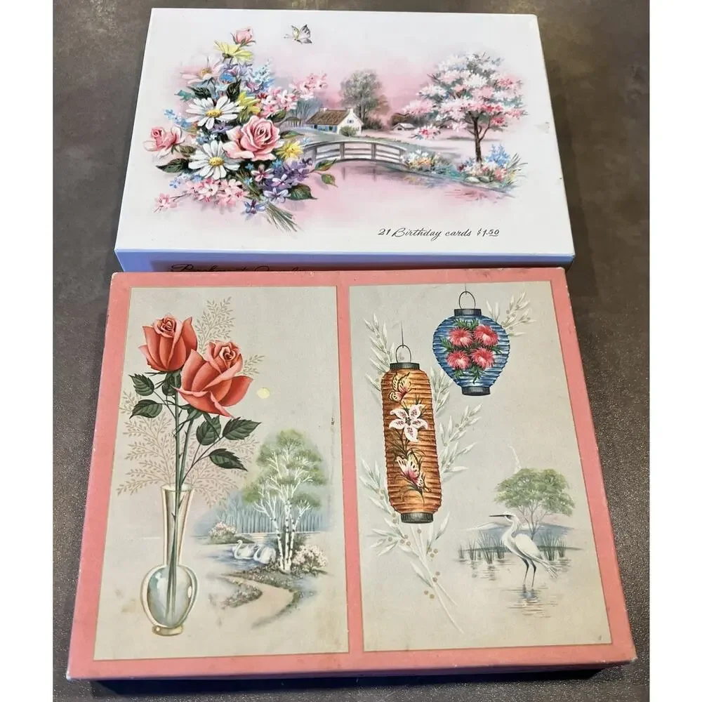 MCM Lot of 17 Assorted Cards Hallmark Quaint Shop Coronation Gibson Boxes As Is